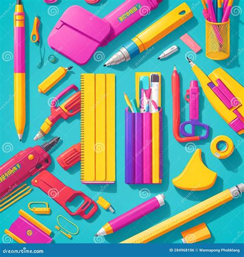 Artistic Stationery Illustration with Drawing Supplies and Design Elements, Ai Generative Stock ...