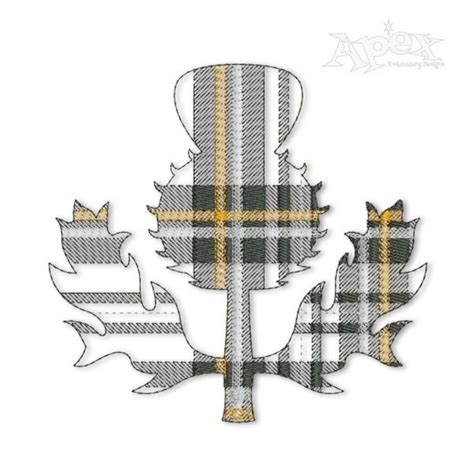 Plaid Pattern Scottish Thistle Embroidery Design | Apex Monogram ...