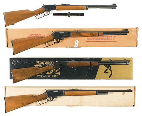 Four Lever Action Long Arms -A) Marlin Model 39M-Original Golden Lever Action Rifle with Scope B) M