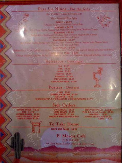 Menu at El Meson restaurant, Freehold, 40 W Main St