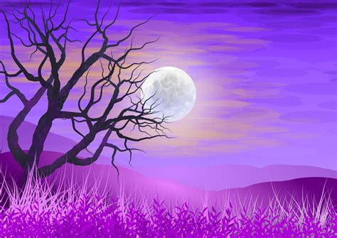 Landscape Illustration Sky Clouds Moon Moonlight - Mel's Free Online ...