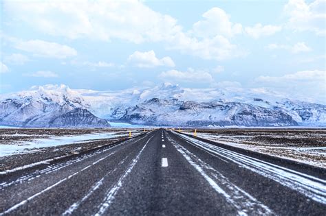 Black road near of snowy mountain HD wallpaper | Wallpaper Flare