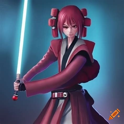 Cosplay of jedi with a lightsaber on Craiyon