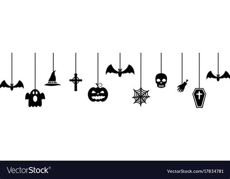 Halloween ornaments hanging on white background Vector Image