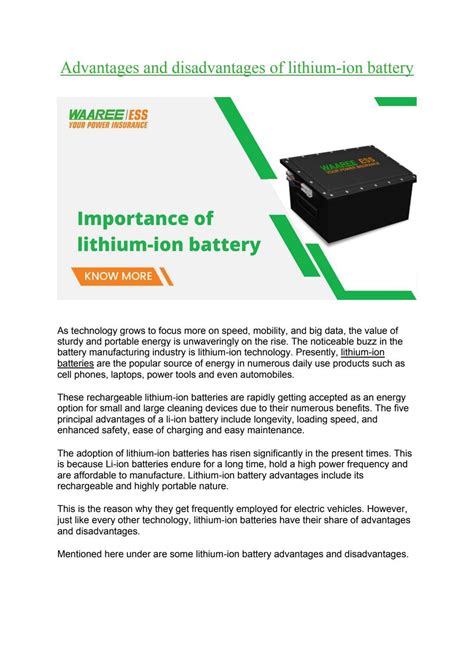 Disadvantages of a lithium-ion battery - PortablePowerHub.com