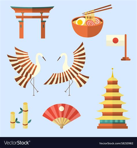 Set of japanese culture symbols icons elements Vector Image