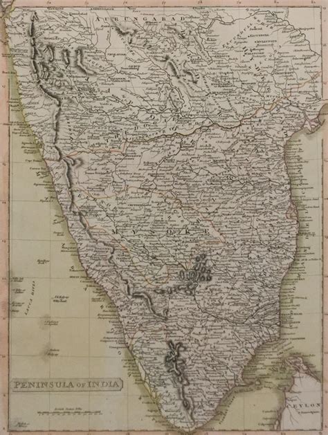 Lot - Map of the Peninsula of India, Color Print, Frame: 22 x 18 1/4 in ...