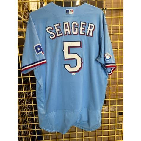 Corey Seager Game-Used Powder Blue Jersey With 50th Anniversary ...