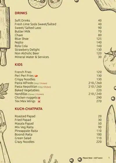 Menu of Raaga Multi Cuisine Restaurant, Nigdi, Pune