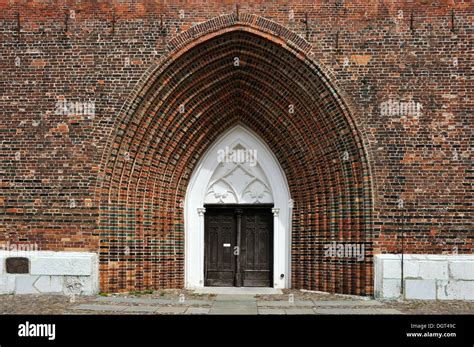 Gothic entrance portal of Greifswald Cathedral, around 1300, Domstrasse street, Greifswald ...