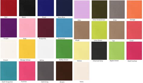 Fabric Color Chart