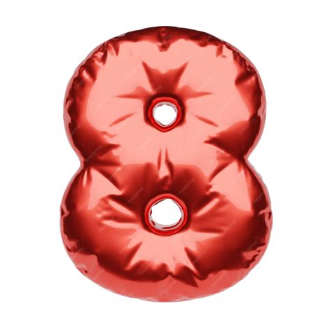 Premium Photo | Number 8 made of red inflatable balloon isolated on white background 3d ...