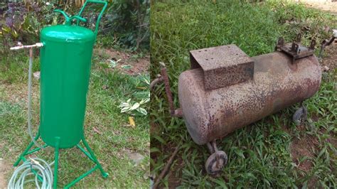 How to make Homemade Sand Blaster from old air Compressor tank | DIY ...