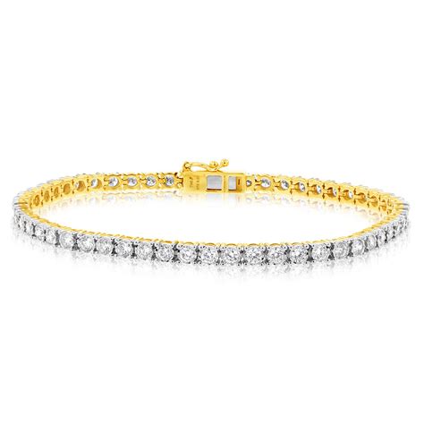 9ct Yellow Gold 3 Carats Lab Grown Diamond 18cm Tennis Bracelet with 5 – Shiels Jewellers