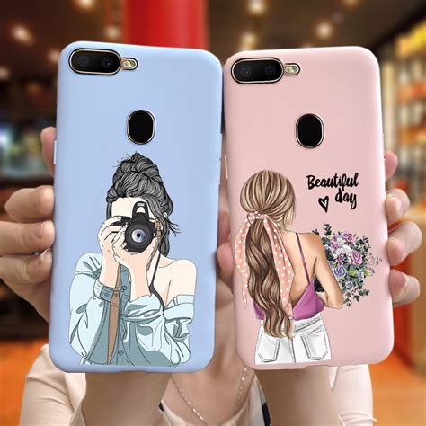 OPPO A5S AX5S AX7 A7N A7 2018 A12 A5 2020 A9 2020 Case Beautiful Girl Pattern Candy Color Soft ...