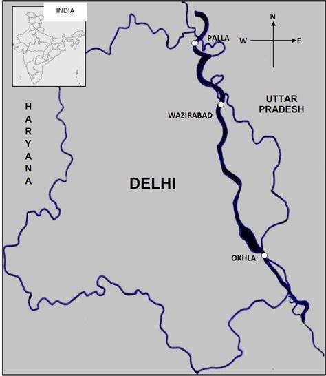 Map showing study stretch of Yamuna River in Delhi | Download Scientific Diagram