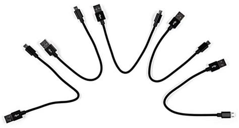 Micro USB Cords | Black 8” Braided Nylon - Free Shipping