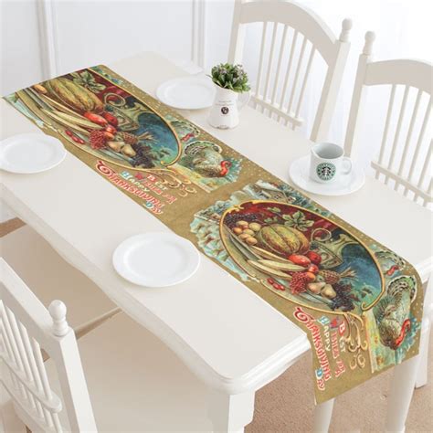 MYPOP Best Wishes Happy Thanksgiving Day Table Runner Home Decor 16x72 ...