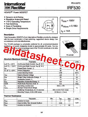 IRF530 Datasheet(PDF) - International Rectifier