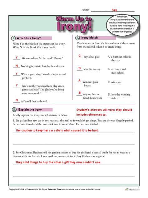 IRONY WORKSHEET