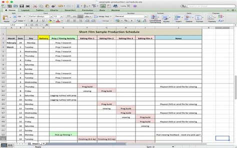 Production Budget Excel Template Database