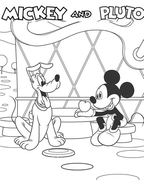 Meet Mickey And Pluto In Mickey Mouse Clubhouse Coloring Page : Kids Play Color