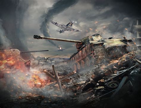 Download Warplane Aircraft Battle Tank Video Game War Thunder HD Wallpaper