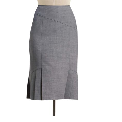 Grey Pencil Skirt with side Knife Pleats and panel cuts, Custom Fit ...