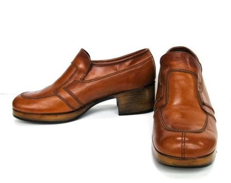 1970s Mens Leather Disco Platform Shoes by VintageGaloreStore