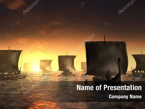 Foggy vikings ships water PowerPoint Template - Foggy vikings ships water PowerPoint Background