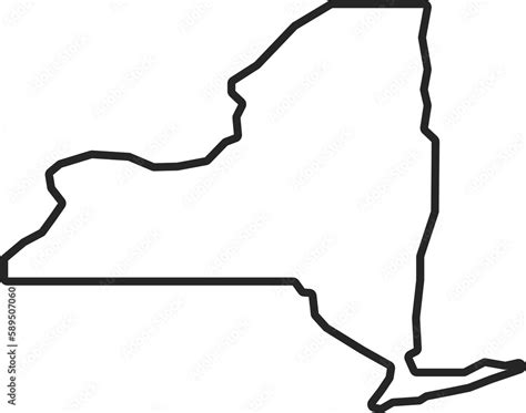 New York state map in line. Outline New York state map. Outline New ...