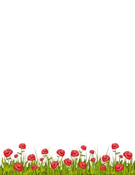 Poppy Border: Clip Art, Page Border, and Vector Graphics | Page borders ...