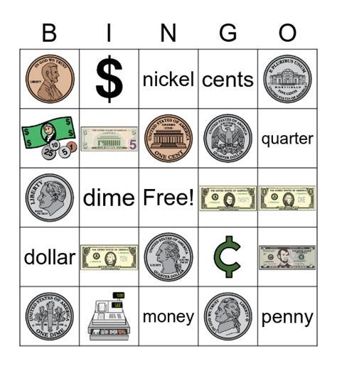 MONEY Bingo Card