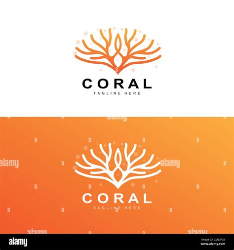 Coral Logo, Sea Plants Place Marine Animals, Ocean Vector, Seaweed Icons Stock Vector Image ...
