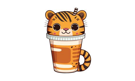 Tiger Drinking Coffee Vector Graphic by BreakingDots · Creative Fabrica