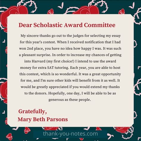 Writing An Award Thank You Letter - The Thank You Notes Blog