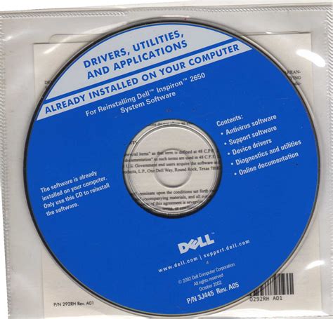 DELL DRIVERS AND UTILITIES CD: For Reinstalling Dell Inspiron 2650 ...