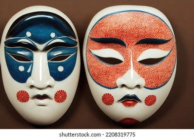 Painted Traditional Japanese Kabuki Theater Mask Stock Illustration 2208319775 | Shutterstock