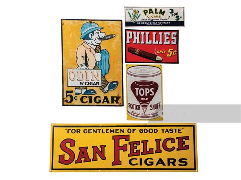 Assorted Cigar and Tobacco Tin Signs | The Dingman Collection | RM Auctions