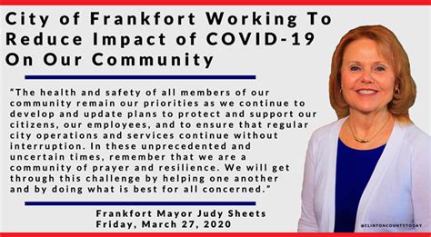 City of Frankfort Working To Reduce Impact of COVID-19 On Our Community – Clinton County Today