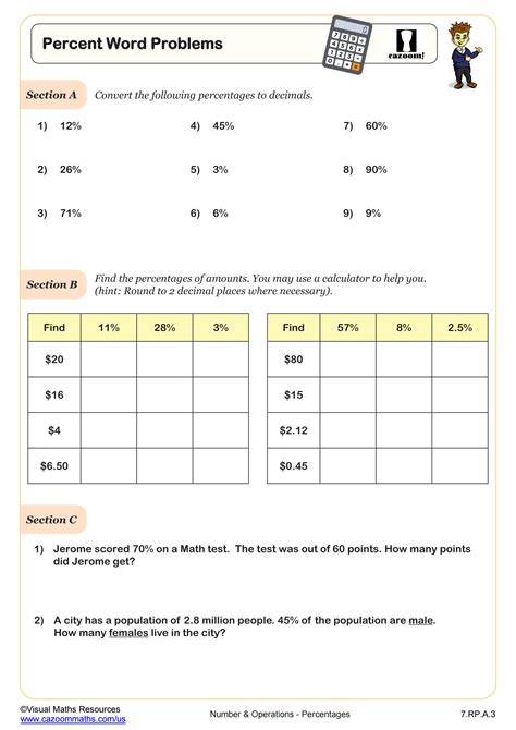 Percent Word Problems Worksheet | PDF Printable Number ... - Worksheets Library