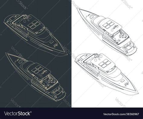 Luxury yacht isometric blueprints Royalty Free Vector Image