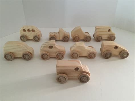 Mini Wooden Toy Car Set of 9 | Etsy