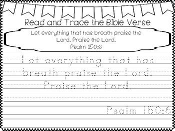 Psalms for Kids-Psalm 150:6 Bible Verse Tracing and Coloring Worksheets.