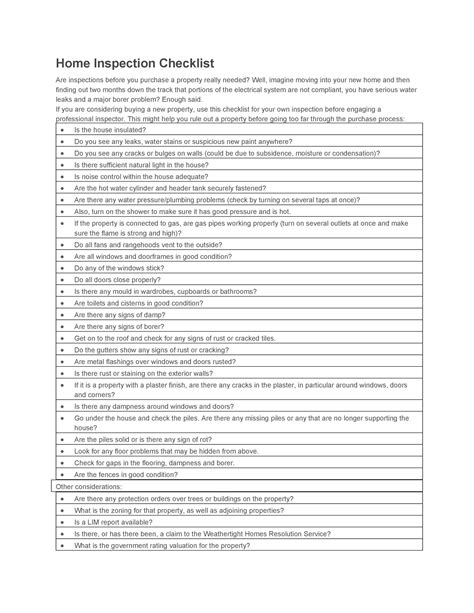 20+ Printable Home Inspection Checklists (Word, PDF) - Template Lab