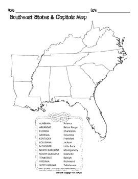 Southeast Region Map With States And Capitals Printable Map Images