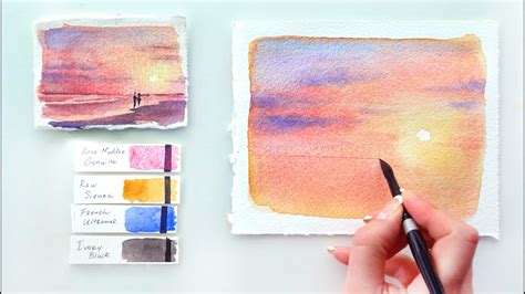 Pink Sunset. Watercolor tutorial. - YouTube