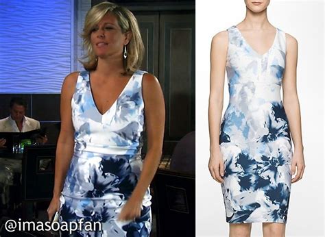 I'm a Soap Fan: Carly Corinthos's White, Grey and Blue Floral Dress ...