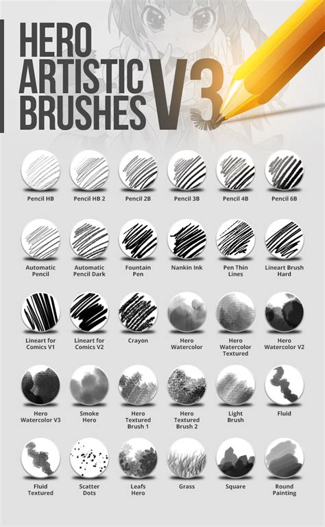 Hero Artistic Brushes Photoshop V3 by Robot-H3ro on DeviantArt