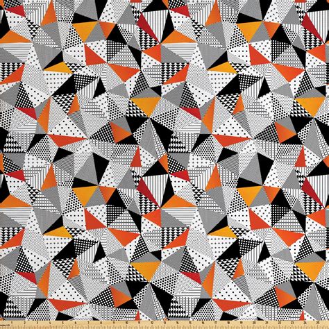 Geometric Fabric by The Yard, Polygonal Pattern Checkered Design ...